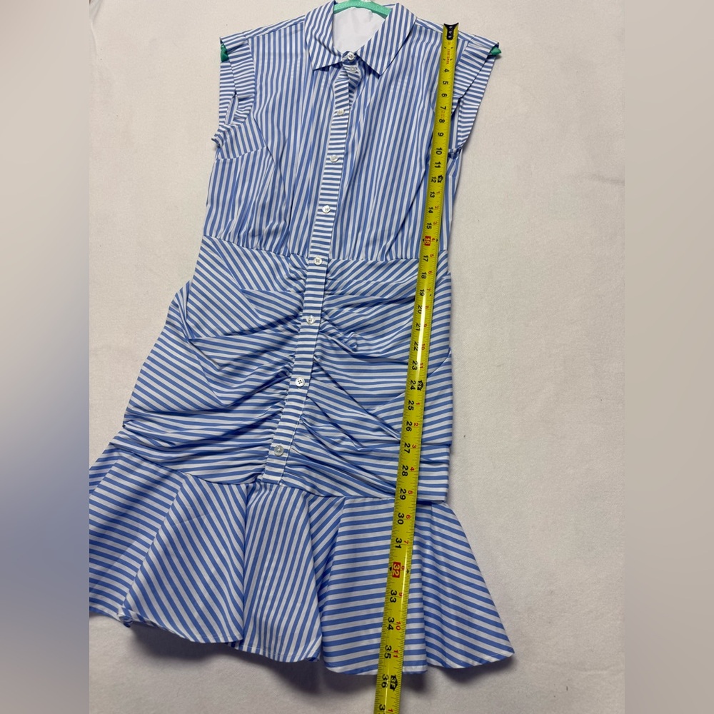 Veronica Beard Bell Ruched Striped Mini Shirt Dress –Size 6 –Excellent Condition - Picture 11 of 11